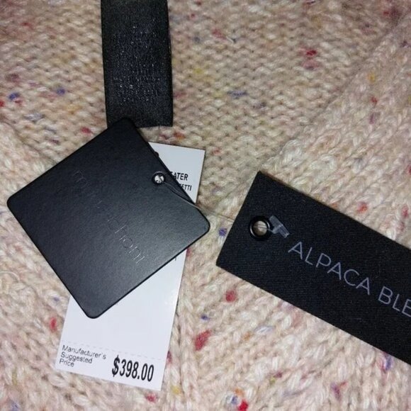 Magaschoni Pale Pink Confetti Speckle Chunky Wool Alpaca Blend Sweater Sz MED - Picture 11 of 16